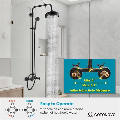 Gotonovo Exposed Shower Faucet Set Oil Rubbed Bronze 8 Rain Shower Head