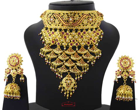 Rajasthani Rajputi Set Gold Plated Jadau Jewellery J4038