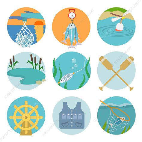 Fishing Icons Illustration Stock Image F019 8132 Science Photo