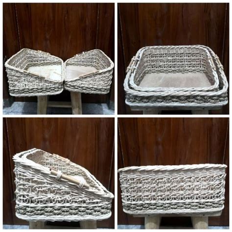 keranjang parcel sender rotan serong isi  lazada indonesia