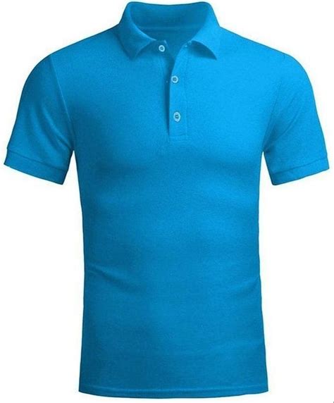 Half Sleeve Blue And Black Men Cotton Polo Neck T Shirts Size Medium