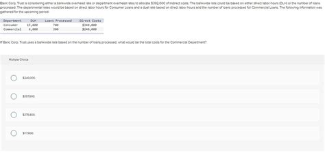 Solved Banc Corp Trust Is Considering Elther A Bankwide Chegg