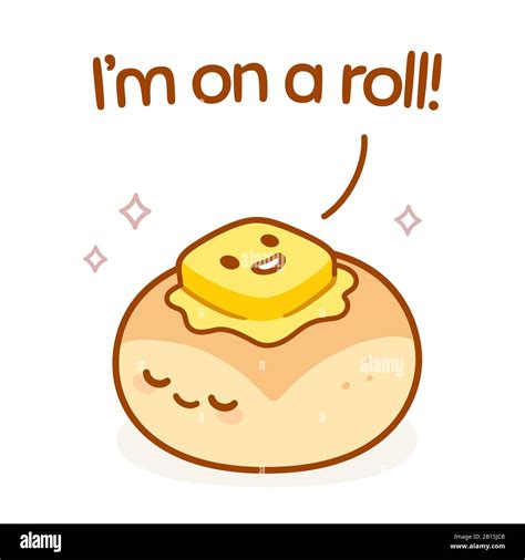 Cute Cartoon Drawing Of Bread And Butter With Kawaii Face And Text Im