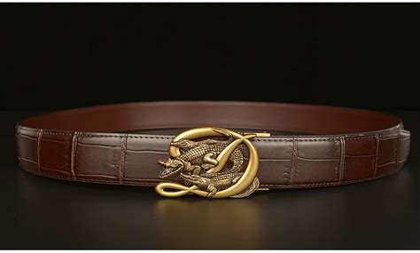 Crocodile Alligator Belt For Men Luxury Strap Automatic Buckle Cowhide