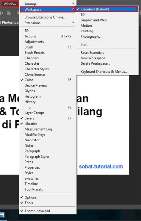 Memunculkan Dan Mengembalikan Tools Photoshop Yang Hilang Sobat Tutorial