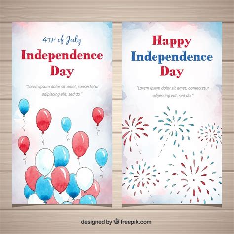 Free Vector Watercolor Usa Independence Day Banners