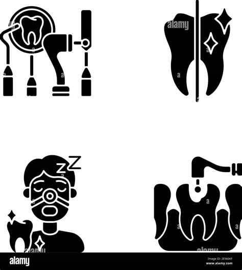 Dentistry Method And Practice Black Glyph Icons Set On White Space Stock Vector Image And Art Alamy