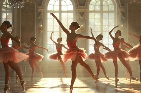 Premium Photo Elegant Ballet Dancers Practicing In A Studio