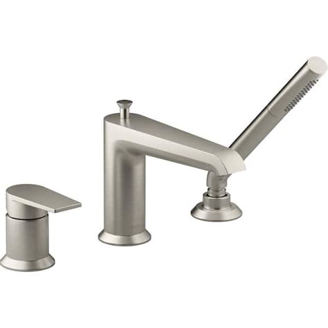 Kohler Hint Single Handle Deck Mount Roman Tub Faucet With Hand Shower In Vibrant Brushed Nickel