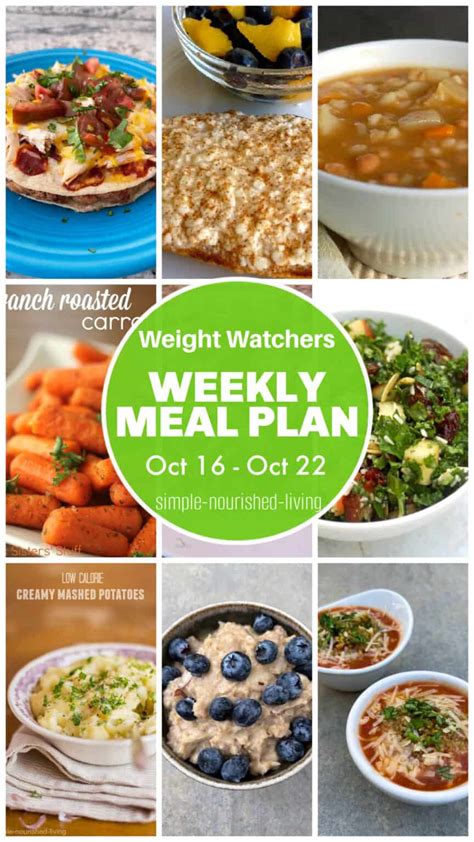 WeightWatchers Weekly Meal Plan Oct 16 Oct 22 Simple Nourished Living