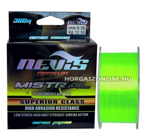 Nevis Mistral Fluo Green Carp Line zsinór 300m 0 28mm