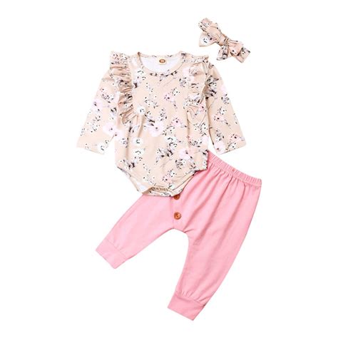 Pudcoco Baby Girl Infant Ruffle Romper Tops Pantalones Florales