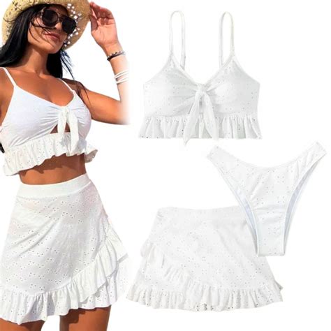 Strój kąpielowy dwuczęściowy pareo bikini modelujący wysoki stan damski