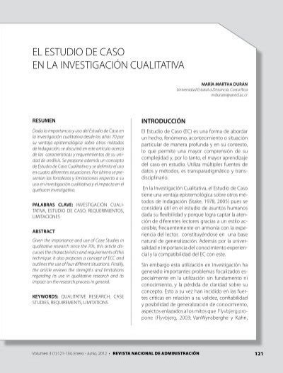 el estUDio De caso eN la iNvestiGacióN cUalitativa Universidad