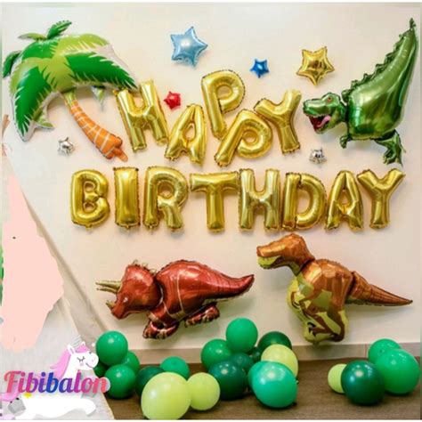 Jual Dekorasi Happy Birthday Dinosaurus Paket Simple Ulang Tahun