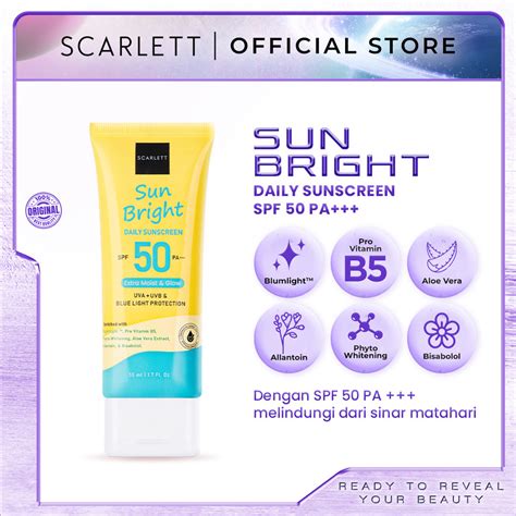 Jual Scarlett Whitening Sunscreen Sun Bright Daily Spf 50 Pa 50ml