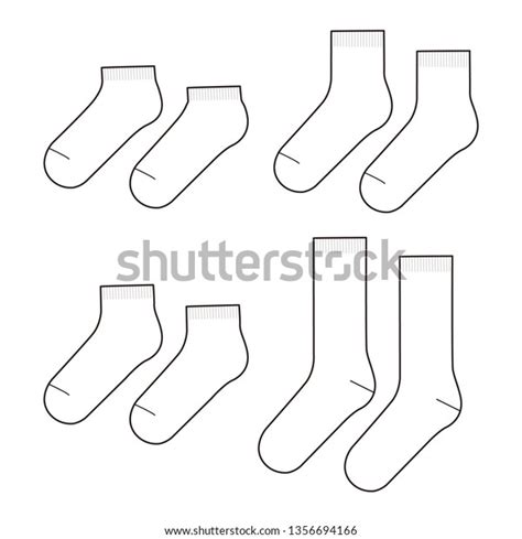 Socks Fashion Flat Sketch Template เวกเตอร์สต็อก ปลอดค่าลิขสิทธิ์