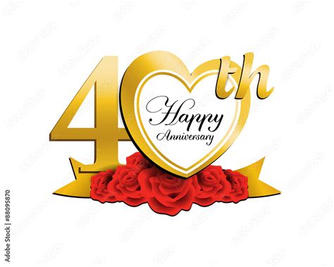 Wedding Anniversary Logo Heart 40 Stock Vector Adobe Stock