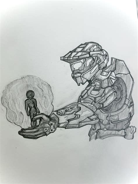 Chief and Cortana, pencil [OC] : r/halo