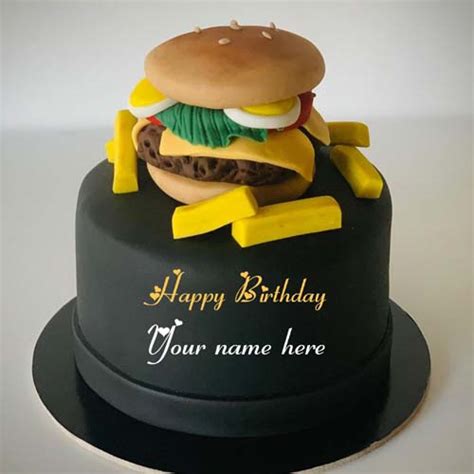 Burger Birthday Cake With Name For Foodie