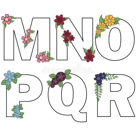 El Vector Floral Del Alfabeto Aisló Letras Con El Ejemplo Del Flor De Las Flores En El Fondo