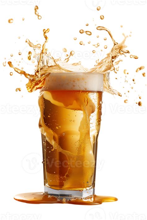 Beer Glass With A Beer Splash Isolated Against A Transparent Background