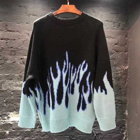 Buy Blue Flame Sweater Grunge Clothing Store