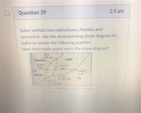 Solved Question 39 2 5 Pts Sulfur Exhibits Two Solid Phases Chegg