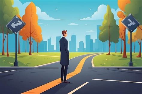 Premium Photo Thoughtful Man Standing At Crossroads Way Choice