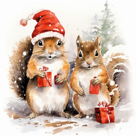 Christmas Squirrel Art Free Stock Photo Public Domain Pictures