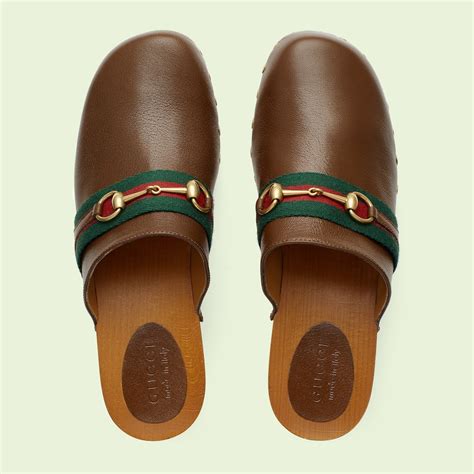 Mens Leather Slipper With Horsebit In Dark Brown Leather Gucci® Ae