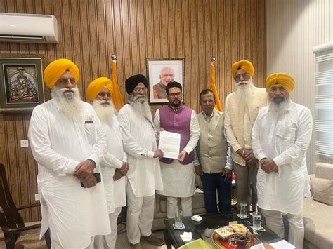 Sgpc Delegation Led By Harjinder Singh Dhami Meet Union Minister Anurag