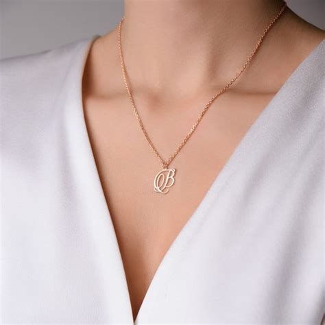 Cursive Letter Necklace Rose Gold Plated