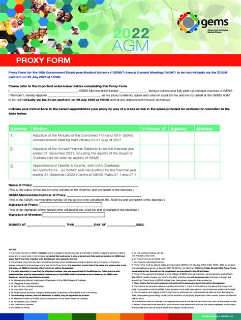 Fillable Online Agm Proxy Form Fax Email Print Pdffiller