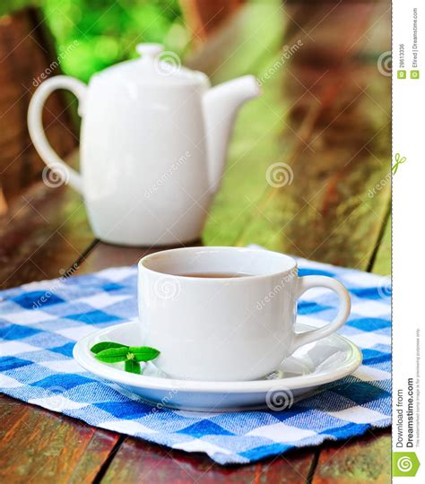 Cup Of Tea On Wooden Table Stock Photo Image Of Freshness 28613336