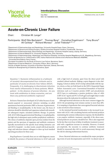 PDF Acute On Chronic Liver Failure