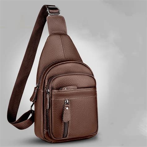 2023 Men Original High Quality Cow Leather Casual Triangle Crossbody Chest Sling Bag Design