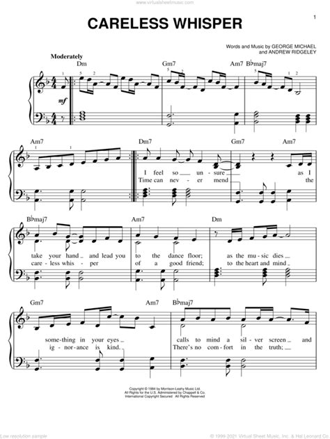 George Michael Careless Whisper Sheet Music For Piano Solo Pdf