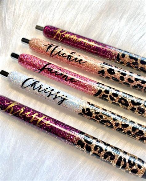 Custom Refillable Glitter Pens Ink Gel Pen Leopard Pen Personalized