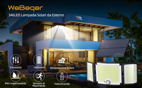 Lampada Solare Da Esterno Led Luci Solari Esterno Con Sensore Di