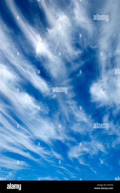 Cirrus Clouds In Blue Sky Called Cirrus Uncinus Stock Photo Alamy