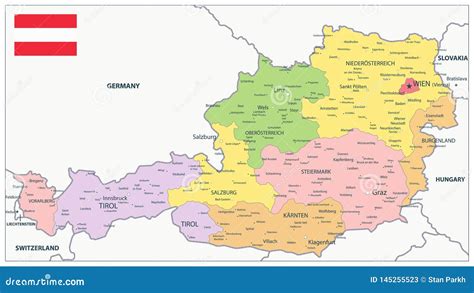 Mapa Administrativo De Ustria Ilustra O Do Vetor Ilustra O De