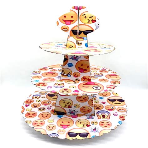 1Set/Lot Emoji Cake Stand Emoji Theme Three Layers Cake Stand Happy ...