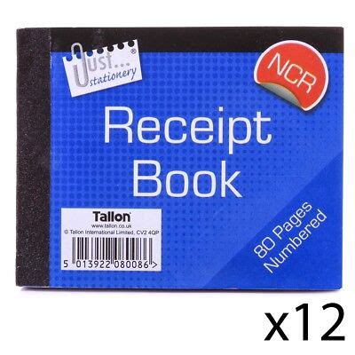 X Pack Half Size Receipt Books Ncr Carbonless Page Numbered