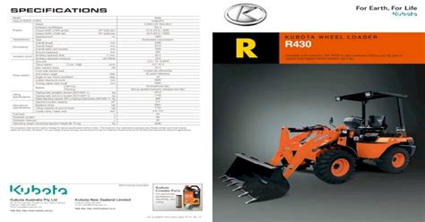 Specifications R R430 Kubota Wheel Loaderkubota Wheel Loader