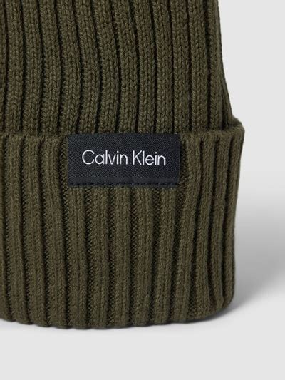 Ck Calvin Klein Beanie Mit Label Detail Modell Classic Oliv Online