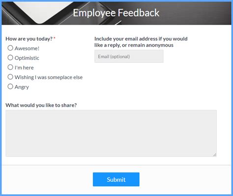 Employee Feedback Form Template | Formsite