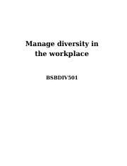 BSBDIV501 Manage Diversity In The Workplace Converted 1 Docx Manage