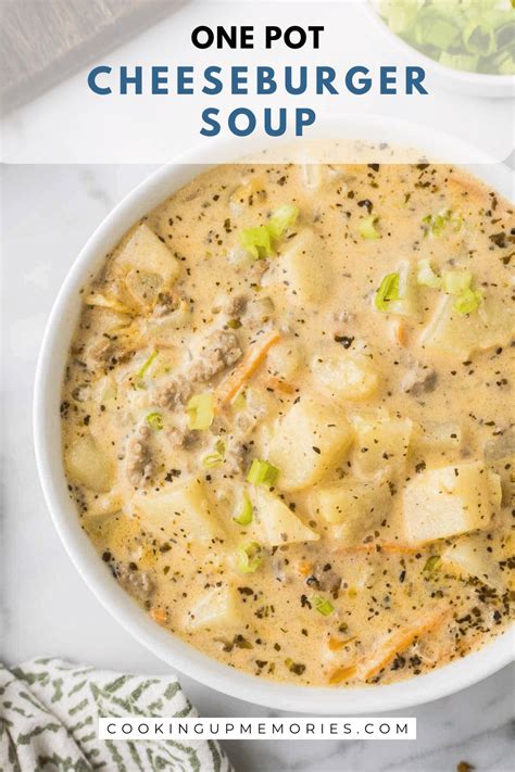 Creamy Three Cheese Cheeseburger Soup Recipe Cooking Up Memories