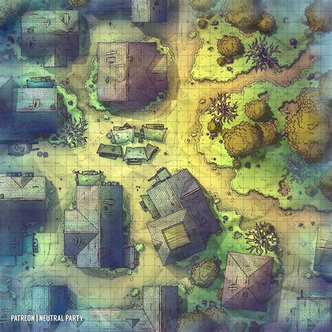 [oc][art] Haunted Village Battlemap 30x30 R Dnd